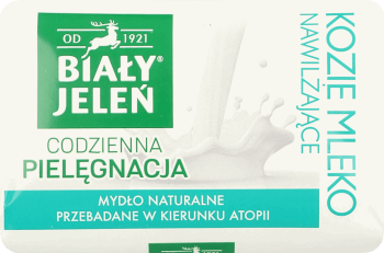 BIAŁY JELEŃ,mydło w kostce nawilżające, Kozie Mleko,przód