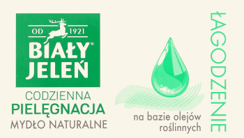 BIAŁY JELEŃ,mydło w kostce łagodzące, na bazie olejów roślinnych,przód