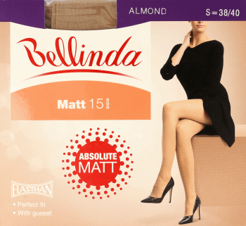BELLINDA,matowe rajstopy z lekkim efektem kryjącym, 15 DEN, Almond, rozm. S,przód