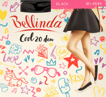 BELLINDA,rajstopy o obniżonym stanie 20 DEN, Black, rozm. M,przód