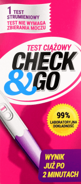 CHECK&GO,test ciążowy strumieniowy,przód