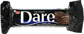 ETI DARE,wafel w czekoladzie, z kremem czekoladowym,przód