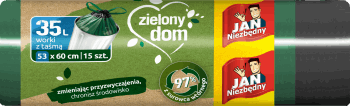 JAN NIEZBĘDNY,worki na śmieci z taśmą, poj. 35 L,przód