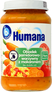 HUMANA,obiadek pomidorowo-warzywny z makaronem, po 6. m-cu,przód