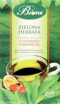 BIFIX,herbata zielona ekspresowa z guaraną i marakują,przód