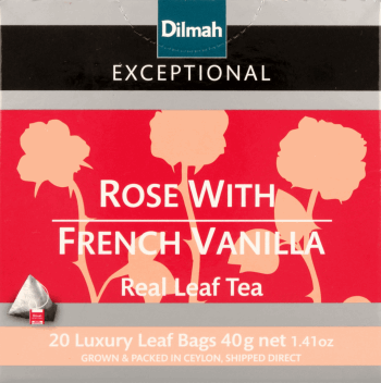 DILMAH,czarna herbata cejlońska z dodatkiem aromatu róży i francuskiej wanilii,przód