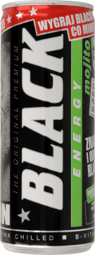 BLACK,gazowany napój energetyzujący Mojito,przód