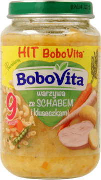 BOBOVITA,warzywa ze schabem i kluseczkami po 9. m-cu,przód
