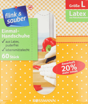 FLINK&SAUBER,rękawice lateksowe jednorazowe, rozm. L,przód