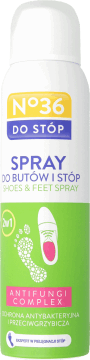 NO 36,spray do butów i stóp, ochrona antybakteryjna i przeciwgrzybicza 2w1,przód