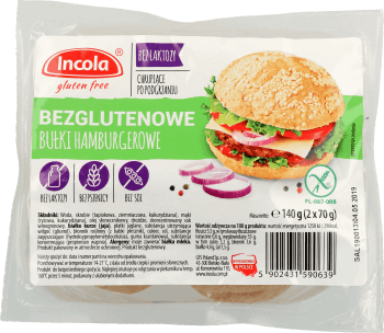 INCOLA,bezglutenowe bułki hamburgerowe,przód