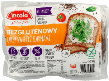 INCOLA,bezglutenowy chleb świeży z ziarnami,przód