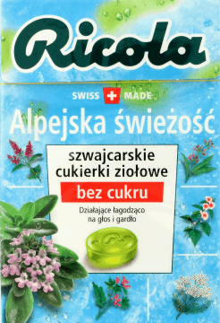 RICOLA,szwajcarskie cukierki ziołowe Alpejska Świeżość,przód