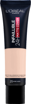 L'ORÉAL PARIS,podkład do twarzy matujący, kryjący, nr 025 Rose Ivory,przód