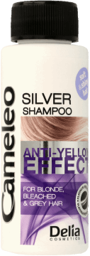 DELIA CAMELEO,szampon do włosów, rozświetlający i pielęgnujący, anty-źółty efekt,przód