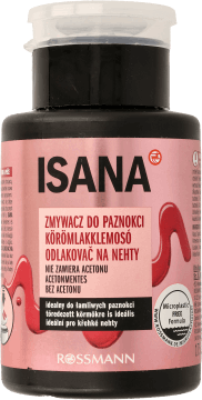 ISANA,zmywacz do paznokci bez acetonu, z biotyną i olejem z pestek moreli,przód