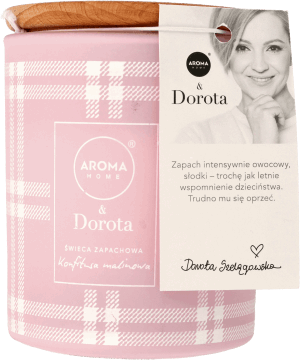 AROMA HOME & DOROTA,świeca zapachowa konfitura malinowa,przód