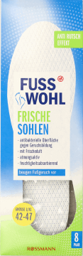 FUSSWOHL,wkładki do obuwia odświeżające, rozm.42-47,przód