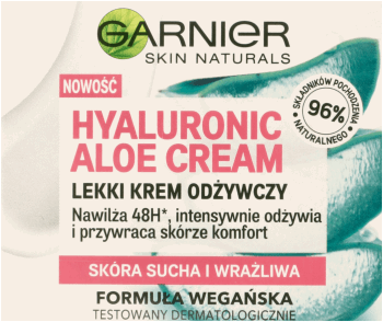 GARNIER,krem do twarzy lekki, odżywczy, skóra sucha i wrażliwa,przód