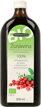 PREMIUM ROSA,sok bezpośrednio wyciskany z ekologicznych owoców żurawin,przód
