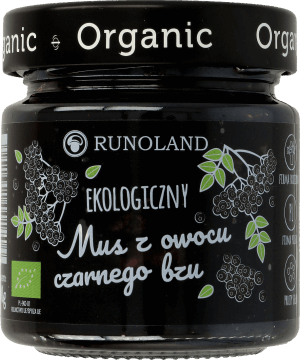 RUNOLAND,ekologiczny mus z owocu czarnego bzu,przód