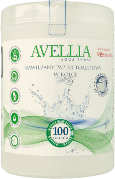 AVELLIA,nawilżany papier toaletowy w rolce, 100 listków,przód