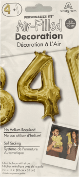 AMSCAN,balon złoty cyfra 4,przód