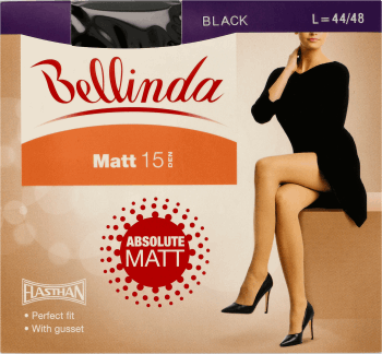 BELLINDA,rajstopy matowe, 15 DEN, Black, rozm. L,przód