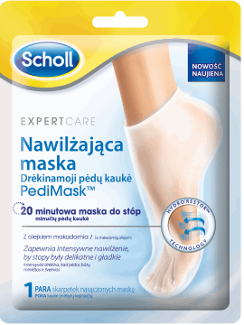 SCHOLL,maska do stóp nawilżająca, z olejkiem makadamia,przód