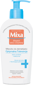 MIXA,mleczko do demakijażu woda termalna + nawilżająca gliceryna,przód