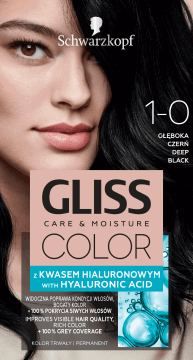 SCHWARZKOPF GLISS COLOR,farba do włosów trwała, nr 1-0 Głęboka Czerń,przód