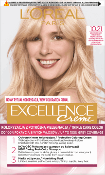 L'ORÉAL PARIS,krem koloryzujący ochronny, nr 10.21 Bardzo Bardzo Jasny Perłowy Blond,przód