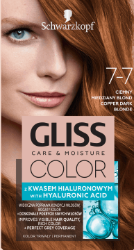 SCHWARZKOPF GLISS COLOR,farba do włosów trwała, nr 7-7 Ciemny Miedziany Blond,przód