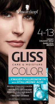 SCHWARZKOPF GLISS COLOR,farba do włosów trwała, nr 4-13 Ciemny Chłodny Brąz,przód
