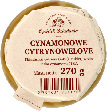 OGRÓDEK DZIADUNIA,cytrynki w syropie z dodatkiem cynamonu Cynamonowe Cytrynowelove,tył