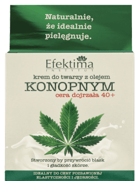 EFEKTIMA,krem do twarzy z olejem konopnym, cera dojrzała 40+, dzień/noc,przód