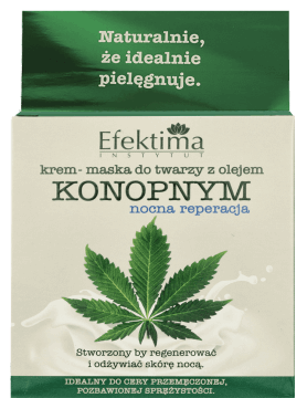 EFEKTIMA,krem-maska do twarzy z olejem konopnym, nocna reperacja,przód