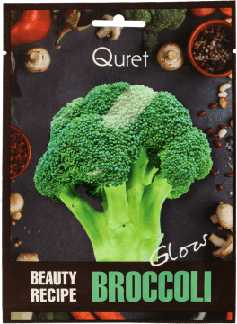 QURET,maska w płachcie rozświetlająca Broccoli,przód