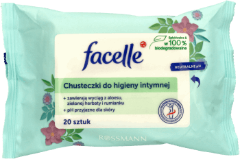 FACELLE,chusteczki do higieny intymnej Aloe Vera,przód