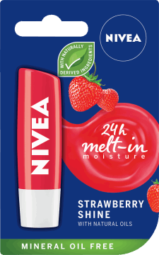 NIVEA,pielęgnująca pomadka do ust, Strawberry Shine,przód