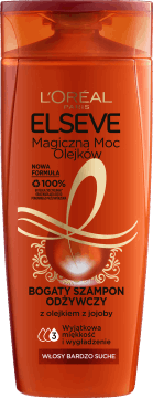 L'ORÉAL PARIS ELSEVE,szampon do włosów bogaty, odżywczy, z olejkiem z jojoby, włosy bardzo suche,przód