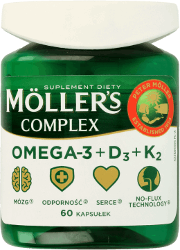 MÖLLER'S,suplement diety, omega-3 D3, K2,przód