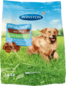 WINSTON,karma pełnoporcjowa, sucha dla dorosłych psów kąski z wołowiną i marchewką,przód