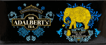 SIR ADALBERT'S TEA,herbata czarna Earl Grey Blue Premium,przód