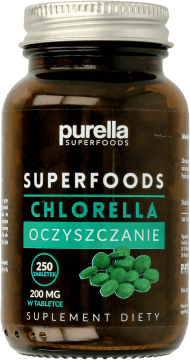 PURELLA SUPERFOODS,kapsułki Chlorella, Oczyszczanie, suplement diety,przód