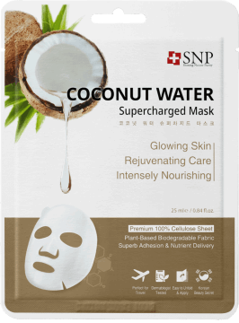SNP,rozświetlająca maska w płachcie z wodą kokosową,przód