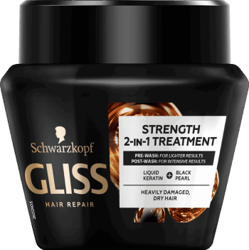 SCHWARZKOPF GLISS,maska do włosów mocno zniszczonych, 2w1,przód