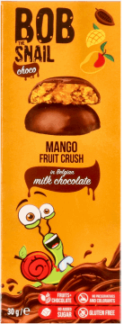 BOB SNAIL,przekąska dla dzieci Mango w mlecznej czekoladzie,przód