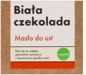MANUFAKTURA PIĘKNA,masło do ust Biała czekolada,przód