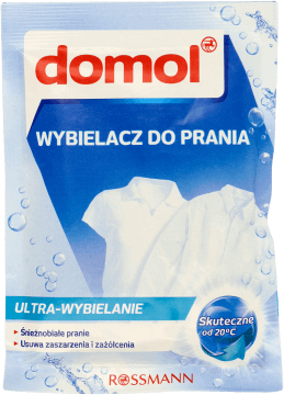 DOMOL,wybielacz w proszku do białych tkanin,przód